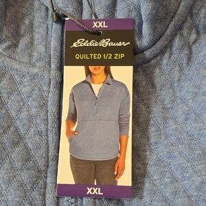 Eddie Bauer Blue Quilted 1/2 Zip Pullover
